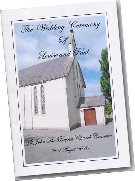 Wedding Mass Booklets Bandon Clonakilty  Gougane  Cork
